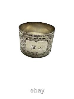 Antique American Sterling Silver Napkin Ring, Engraved