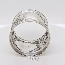 Antique Art Nouveau Sterling Silver Napkin Ring with Poppy Flowers