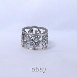 Antique Birks W Germany Sterling Silver Cherub and Floral Pattern Napkin Ring