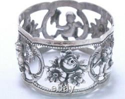 Antique Birks W Germany Sterling Silver Cherub and Floral Pattern Napkin Ring