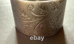 Antique Brite Cut Sterling Silver Napkin Ring Virgie engraving c. Late 1800's