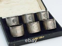Antique British Sterling Silver Birmingham Napkin Ring Serviette Holder Set Case