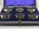 Antique Cased English Set Of 6 Sterling Silver Napkin Rings C Initial, D. 1913