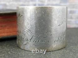 Antique Christmas 1893 Hamilton & Davis 925 Sterling Silver Napkin Ring