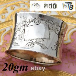 Antique Continental. 800 Silver 2 Napkin Ring, Floral & Foliate Decoration