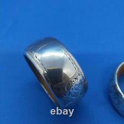 Antique Edwardian Sterling Silver Hallmarked 1906 Napkin Rings, Wood Internal