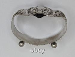 Antique English Footed Sterling Silver Napkin Ring, blank cartouche, dated 1896