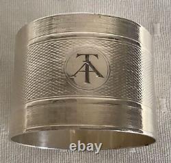 Antique English Sterling Silver Napkin Ring AT or TA initials dated 1915
