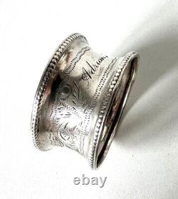 Antique English Sterling Silver Napkin Ring Adrian name engraving, dated 1921