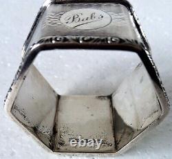 Antique English Sterling Silver Napkin Ring Babs name engraving, d. 1939