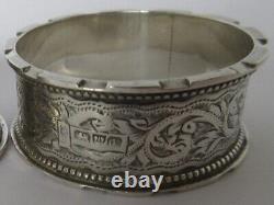 Antique English Sterling Silver Napkin Ring LD initials engraving, dated 1901