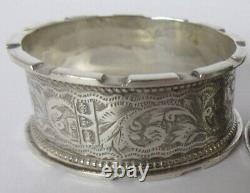 Antique English Sterling Silver Napkin Ring MD initials engraving, dated 1902