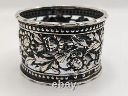 Antique English Sterling Silver Napkin Ring N initial engraving, d. 1896