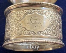 Antique English Sterling Silver Napkin Ring Percy name engraving, d. Ated 1867