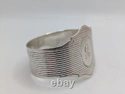 Antique English Sterling Silver Napkin Ring R initial engraving, dated 1911