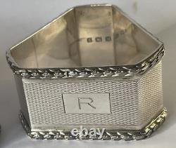 Antique English Sterling Silver Napkin Ring R initial engraving, dated 1936