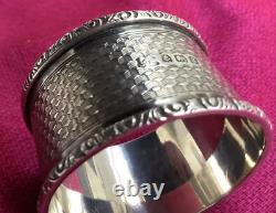 Antique English Sterling Silver Napkin Ring Rose name engraving, dated 1906