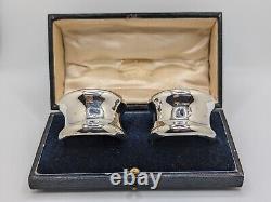 Antique English Sterling Silver Napkin Rings C initial engraving, dated 1911