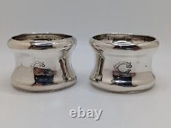 Antique English Sterling Silver Napkin Rings C initial engraving, dated 1911