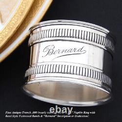 Antique French. 800 (nearly sterling) Silver 2 1/8 Napkin Ring, Bernard