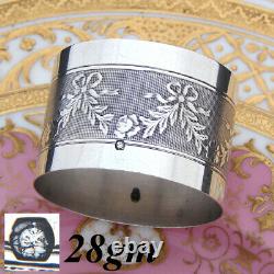 Antique French 800 (nearly sterling) Silver Napkin Ring Bow, Ribbon & Garland