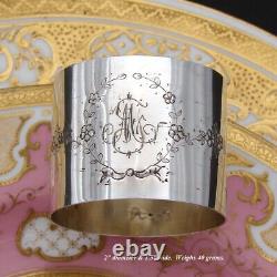 Antique French. 800 (nearly sterling) Silver Napkin Ring, Floral Foliate Garland