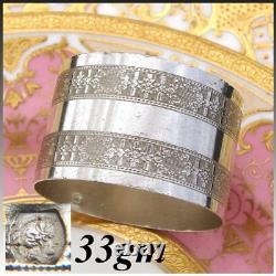 Antique French. 800 (nearly sterling) Silver Napkin Ring, Frieze Floral Garland
