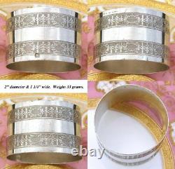 Antique French. 800 (nearly sterling) Silver Napkin Ring, Frieze Floral Garland
