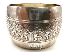 Antique French MT Sterling Silver Running Cupids Napkin Ring