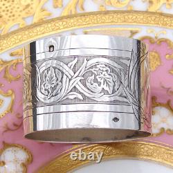 Antique French Puiforcat Sterling Silver 2 Napkin Ring, Foliate Ptrn, Raymond