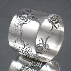 Antique French Sterling Silver Art Nouveau Napkin Ring, Calla Lily, Hallmark