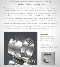 Antique French Sterling Silver Art Nouveau Napkin Ring, Calla Lily, Hallmark