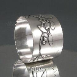 Antique French Sterling Silver Art Nouveau Napkin Ring, Mistletoe, Charles Murat