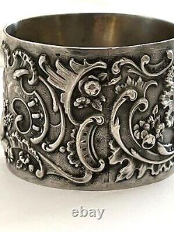 Antique French Sterling Silver Figural Cherub Putti Angel Musical Napkin Ring