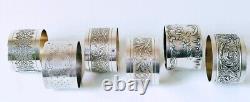 Antique French Sterling Silver Lot of 6 Napkin Rings Hallmarked Early 20th C
