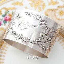Antique French Sterling Silver Napkin Ring Art Nouveau Thistle Pattern