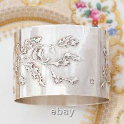 Antique French Sterling Silver Napkin Ring Art Nouveau Thistle Pattern