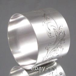 Antique French Sterling Silver Napkin Ring, Eagles, Engraved Charles, Compère