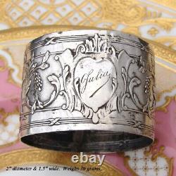 Antique French Sterling Silver Napkin Ring, Empire Style Quiver & Arrows, LG