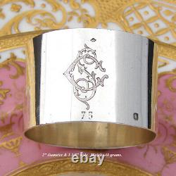 Antique French Sterling Silver Napkin Ring, Floral & Foliate Decoration, CS