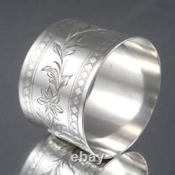 Antique French Sterling Silver Napkin Ring, Flowers, Paul Tonnelier, 1882-1889
