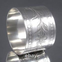 Antique French Sterling Silver Napkin Ring, Flowers, Paul Tonnelier, 1882-1889