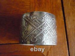 Antique French Sterling Silver Napkin Ring Guilloche Engraved Details