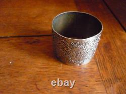 Antique French Sterling Silver Napkin Ring Guilloche Engraved Details