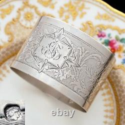 Antique French Sterling Silver Napkin Ring Guilloche Engraving