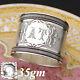 Antique French Sterling Silver Napkin Ring, Guilloche Style Decoration, At Monog