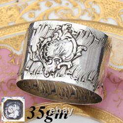 Antique French Sterling Silver Napkin Ring, Louis XIV or Rococo Pattern, 35gm