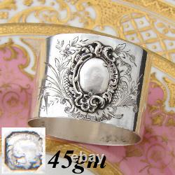 Antique French Sterling Silver Napkin Ring, Louis XIV or Rococo Pattern, 45gm