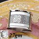 Antique French Sterling Silver Napkin Ring, Machined Band Bell Flowers, Foliage