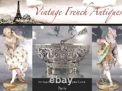 Antique French Sterling Silver Napkin Ring, Mistletoe, Albert Deflon, Monogram